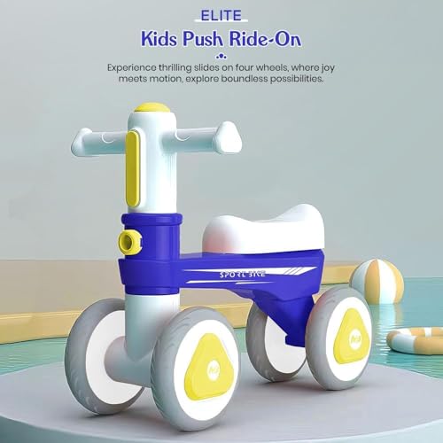 Image of StarAndDaisy Balance Bike /Push Ride on for Kids /Toddler with 4 Smooth Wheels, Music & Lights /Mini Bike for Kids - (Blue)