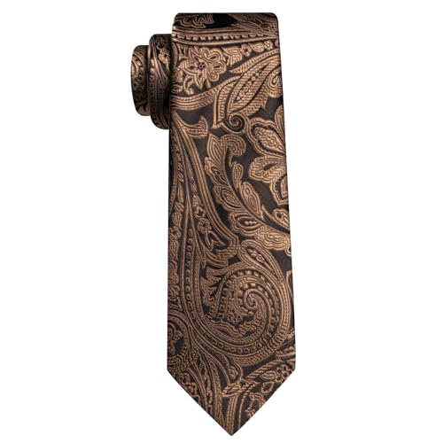 Image of Barry.Wang Men Tie Set Paisley Silk Necktie Pocket Square Cufflinks Formal Wedding Business Party