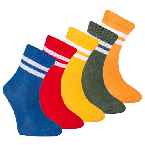 Noodle Seamless-Toe Turkish Cotton Crew Socks - Cool Comfort 5-Pack Kids Socks