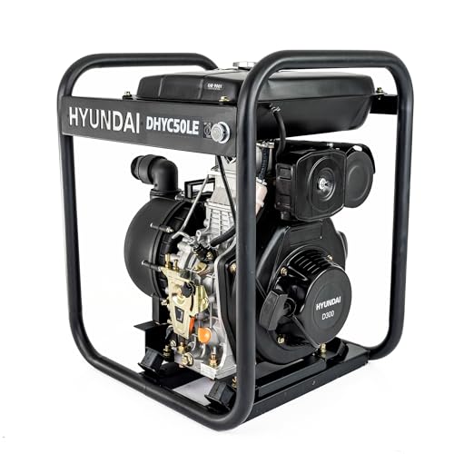 Hyundai 50mm 2 Inch Diesel Chemical Water Pump, 6HP 296cc Engine, 533L/min Flow Rate, 35m Head, 7m Lift, Heavy Duty Transfer Pump, 1 Year Warranty