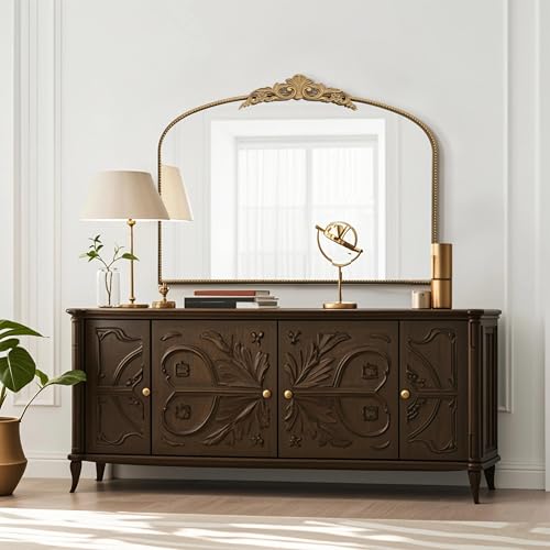 Micasso Large Gold Antique Mirror: 40"x 30" French Baroque Arched Mirror - Traditional Ornate Vintage Mirrors for Wall/Mantel/Entryway/Bathroom/Hallway - Home Decor for Living Room Micasso Large Gold Antique Mirror: 40"x 30" French Baroque Arched Mirror - Traditional Ornate Vintage Mirrors for Wall/Mantel/Entryway/Bathroom/Hallway - Home Decor for Living Room