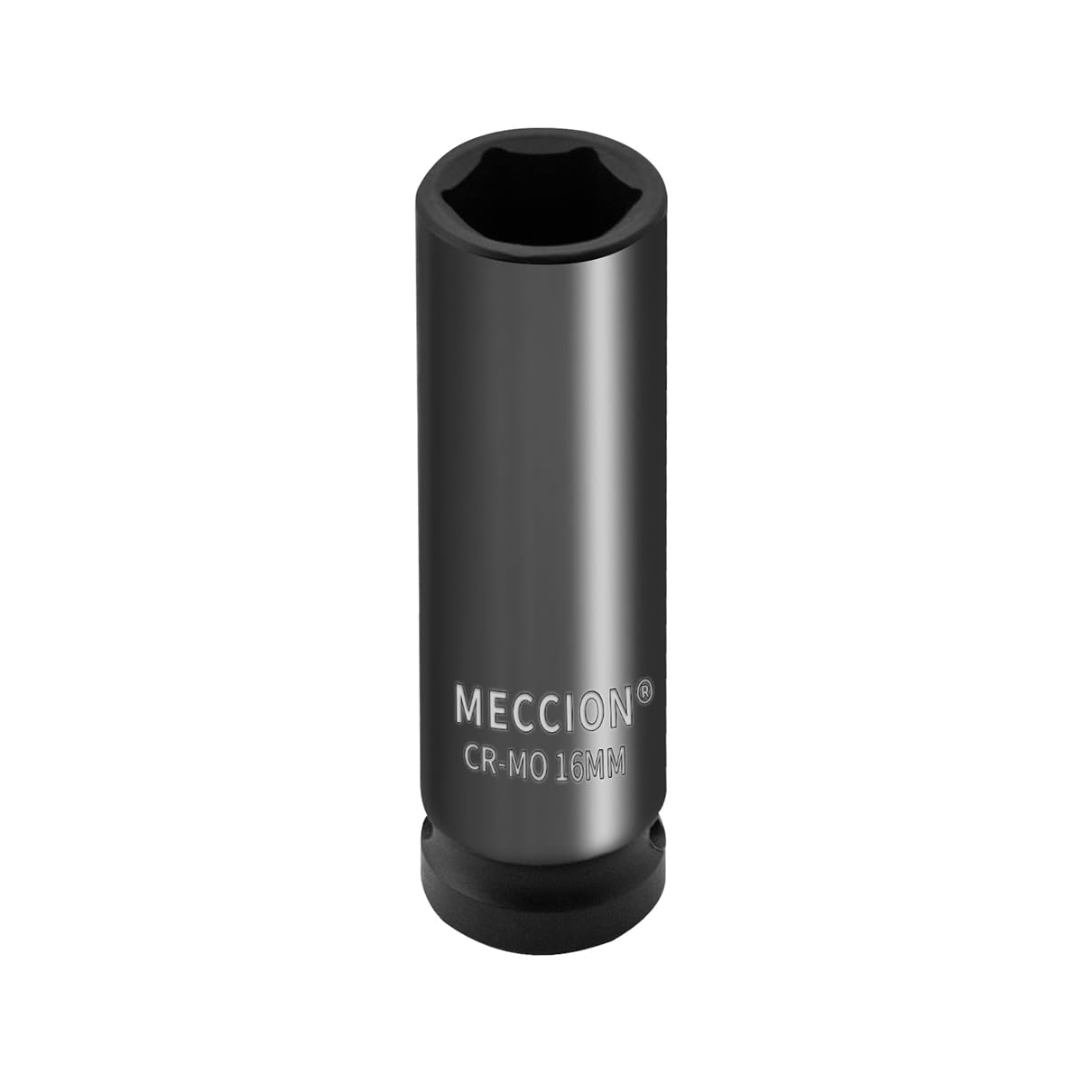 Meccion 1/2 Inch Drive Impact Socket 16mm Metric, 6 Point Cr-Mo Deep Impact Socket, 78mm Length