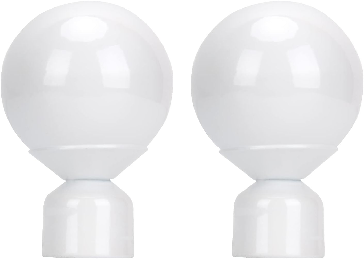 VoiceFlySet of 2 Curtain Rod Finials End with Ball Shape, Fit for 28mm/1.1" Dia Curtain Rod, Unique Design Drapery Pole Drape Rod Finals Head Cap Finials, White, Big