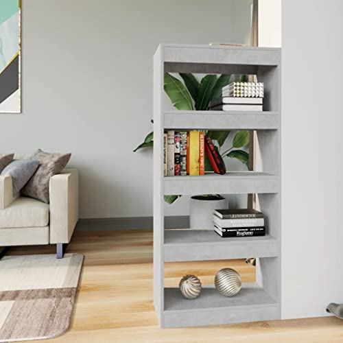 Estantería para libros de salón estantería estrecha madera gris hormigón moderna 3