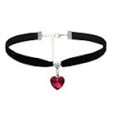 Black Choker Necklaces for Woman Love Heart Choker Necklace Adjustable Velvet Choker Soft Collar Chain Red Heart Necklace Halloween Cosplay Party