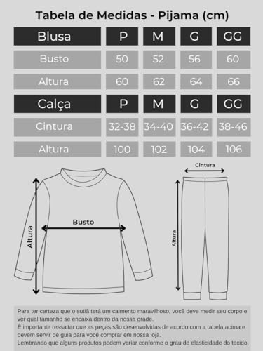 Pijama Feminino Adulto Calça e Blusa Manga Longa, Moletinho Flaneladio Estampado Sweet Dreams (BR, A