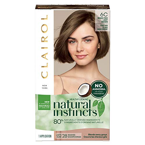 Clairol Natural Instincts Semi-Permanent, 6C Brass Free Light Brown, Brazilian Dusk, 1 Count