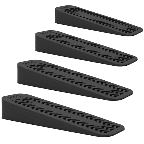 Paquete de 4 topes de puerta para suelo (12 x 3,6 x 2 cm) – Cuñas antideslizantes resistentes – Tope de puerta resistente a los arañazos para la solidez de la puerta inferior – (4, paquete de 4 (negro