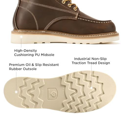 Image of SUREWAY 6in Moc Toe Work Boots for Men, Wedge Sole, Steel /Soft Toe