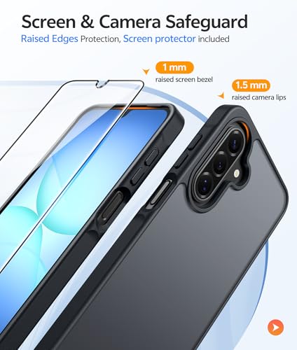 Image of FNTCASE for Galaxy A17 /A16 5G Phone Case: for Samsung A17 Cases with [Screen Protector] Matte Translucent Military Grade Protection for Samsung A 17 & A 16 4G Cover - Black Matte