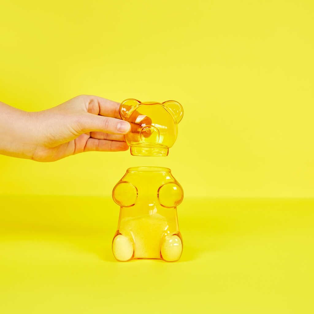 Balvi Azucarero Yummy Bear Color Amarillo con Forma de Osito de gominola Vidrio 250ml