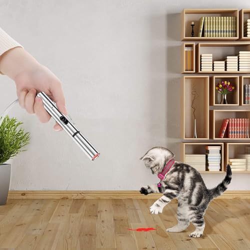 Cat Laser Pointer Toys: Rechargeable 2 Color Lights 5 Patterns, Cats Dogs Interactive Pet Toys for Playing Exercise Chaser Toys, Cat Lovers Gift (Silver + Gold)
