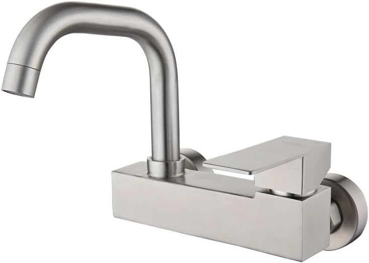 VELORE Brushed Stainless Steel Wall-Mounted Faucet - 360° Rotation Hot-Cold Mixer Tap for Bathroom, Kitchen, Balcony Laundry & Pool