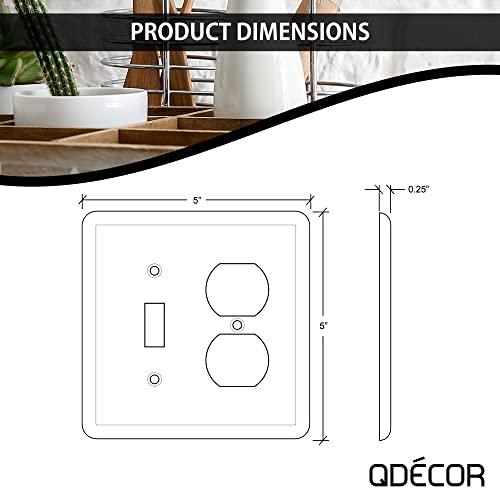 Questech Décor Single Toggle/Single Duplex Combo Electrical Outlet Cover Wall Plate, 2-Gang Double Switch Plate Standard Size Receptacle Cover, Decorative Wall Plate Tumbled Texture, Gray #TOP3