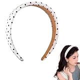Vintage Polka Dot Headbands for Women Girls Black Padded Headband for Thin Thick Hair Accessories for Long Heavy Hair Band Polka Dot Halloween Costume Accessories for Women Girls Silk Satin Headband
