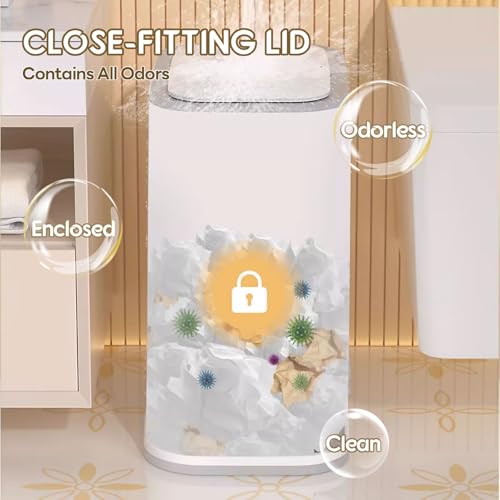 Image of Procade Office Trash Can with Lid, 3 Gallon Bathroom Garbage Can, Narrow Plastic Trash Bin with Press top Lid and Pedal, Slim Gray Trash Can Waste Basket for Room, RV,Dorm.