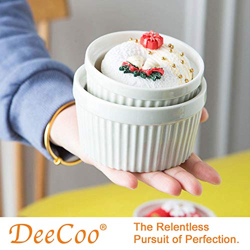 DeeCoo 12 Pack Porcelain Souffle Dish Ramekins Baking Cups – 6 oz x 6, 8 oz x 6 -Oven Safe White Ramekins Bakeware Set for Pudding, Creme Brulee, Custard Cups and Souffle Small instant table tray