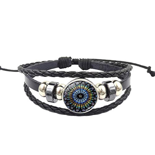 Preisvergleich Produktbild UINGKID Damen-Armband Armreif Rose Window Glasmalerei Paris Kathedrale gewebt Armband handgefertigt DIY