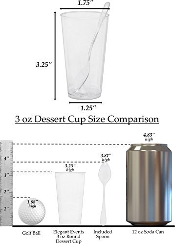 3 oz x 100 ct Dessert Cups with Spoons | Disposable Round Plastic Dessert Shooter Cups, Appetizer Bowls, Shot Glasses, Catering Supplies | by ImpiriLux