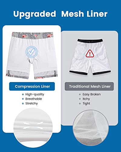 Image of maamgic Mens Swim Trunks with Compression Liner 7 Inch Inseam Mens Bathing Suit Quick Dry Swimming Trunks Swimsuit