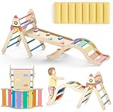 LOVIVO Klettergerüst Indoor，9-in-1 Montessori Kletterdreieck Set : Kletterbogen mit Rutsche, und Kissen für Kinder, Baby Spielplatz für 1-3 Jahre