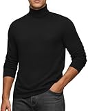 MANGOPOP Men's Turtleneck Long Sleeve Shirts Thermal Undershirt Relaxed Fit Fleece Tops Fall Winter Fashion A-Black
