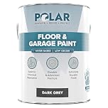 Polar Floor & Garage Paint Dark Grey, 5 Litres - Water Based, Solvent Free - Ideal for Garages, Warehouses & Concrete Floors - Hard Wearing & Slip Resistant, Mid-Sheen Finish, Interior & Exterior Use