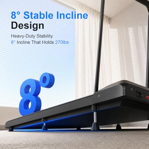 Image of Walking Treadmill Pad with 0-8% Incline,2.5HP Walking Treadmill Mat for Home & Office,Portable Treadmill with Handle Bar