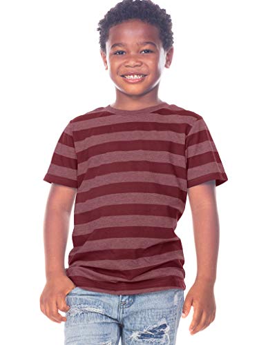 Toddlers Striped Jersey Crew Neck Short Sleeve Tee Striped Heather/Wine 2T