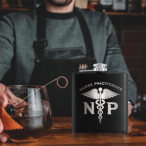 Touner Np Nurse Practitioner Hip Flask For Shot Drinking Of Alcohol Whiskey And Vodka, Retirement Gifts For Dad, Groomsmen Gifts, Wedding Valentine's Christmas Gift, Wedding Hip Flask, Nurse Gift #TOP4