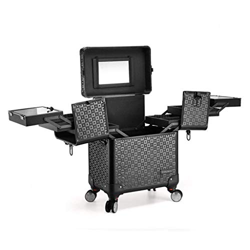 BYCDD High Capacity Trolley Kosmetikkoffer Schminkkoffer, Layered Mute Multikoffer Etagenkoffer Aluminium-Legierung… – Bild 4