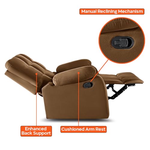 Image of Sleepyhead RX5 Designed by Duroflex - Single Seater Fabric Manual Recliner with Durable Spring Support | Stylish Upholstery | Snug Fit for Luxurious Comfort (Mocha Brown)