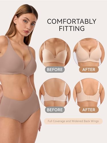 Image of LUCKMEEY Bras for Women No Underwire Deep V Wireless Bra Push Up Seamless Bras Full Coverage Bralettes Everyday Bra