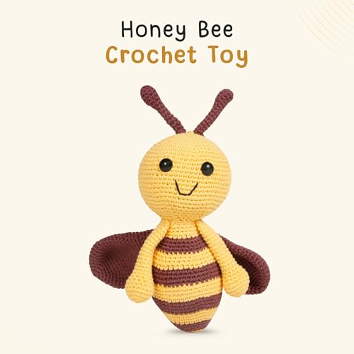 Image of LITTLE GINNIE Honey Bee Crochet Toys for Babies - Handmade Soft Doll for Girls | Washable & 6+ Months up Babies | Ideal for Return & Birthday Gift