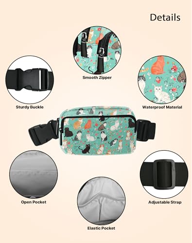 Image of Cats Fanny Pack Lightweight Belt Bag Fashion Waist Pouch | Waterproof, crossbody bags for women, sports, running, traveling, hiking
