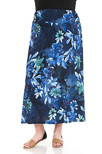 LEEBE Women and Plus Size Rushed Waist A-Line Casual Maxi Skirt (Small-5X)4