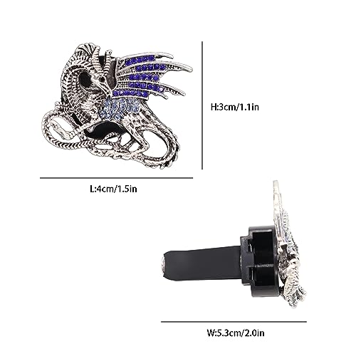 Image of ORIESSE Bling Dragon Car Decor,2pcs Silver Blue Vintage Dragon Car Air Freshener Vent Clips,Refillable Diffuser