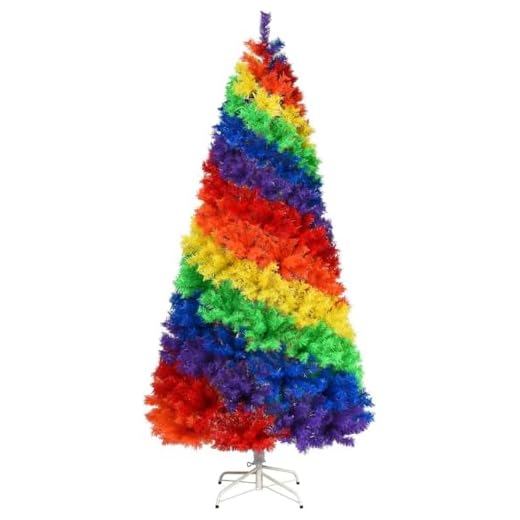 ZOAPDEBCE Christmas Tree Artificial Tree, 7FT Rainbow Artificial Christmas Tree, Hinged Xmas Trees with Metal Stand