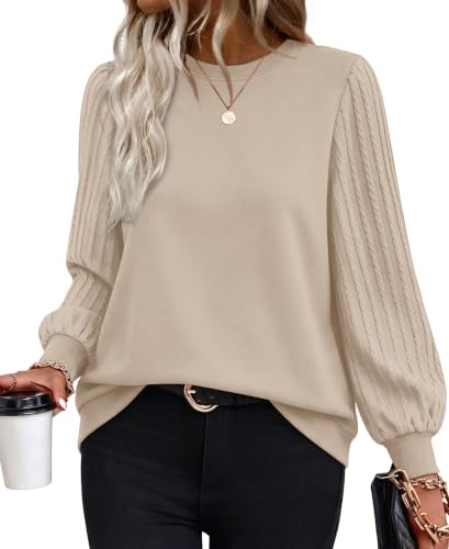 OFEEFAN Womens Sweatshirts Crewneck Long Sleeve Shirts Fall Top Color Block