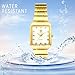 JewelryWe Reloj de pulsera con diamantes impermeables: reloj con circonita para hombre y mujer Imagen de JewelryWe Reloj de pulsera con diamantes impermeables: reloj con circonita para hombre y mujer