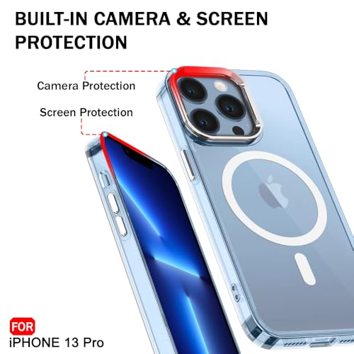 Image of TheGiftKart Hybrid Back Cover Case for iPhone 13 Pro | Built-in Stand | Shockproof Hard Back Case Cover for iPhone 13 Pro (PC & TPU, Crystal Clear Back, MagSafe Compatible, Transparent Sides)
