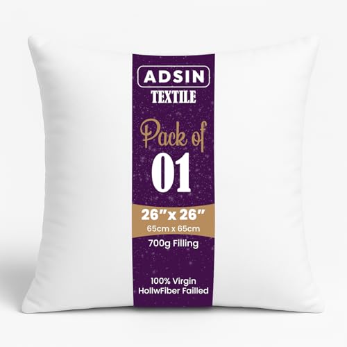 Luxury Hollowfibre New White Hollowfiber Cushion Pad Inner Stuffer Pillow Polyester Insert Square Hypoallergenic (26 X 26 1 Count (Pack of 1))