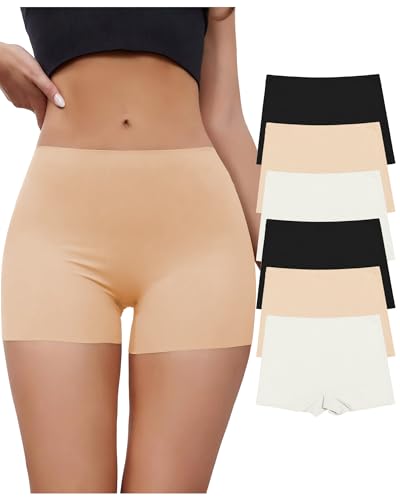 LALESTE Seamless Boyshorts Panties for Women No Show Boxer Shorts Briefs Panties Soft Stretch Ladies Boy Shorts 6 Pack