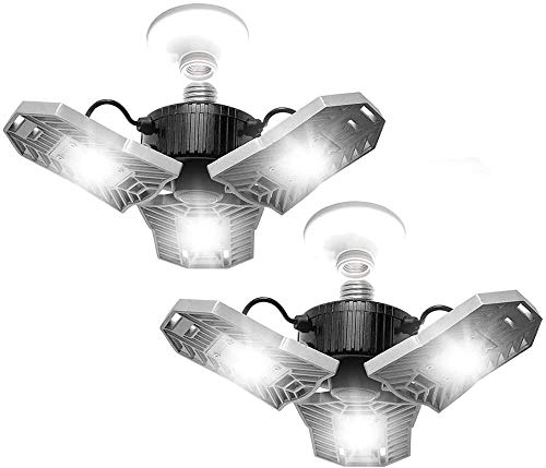 Bell+Howell TRIBURST Aluminum Garage Lights 6500K 4000 Lumen S/2 – Adjustable Ceiling Light, Ultra Bright Lighting with 144 Bulbs and Multi-Directional Triple Panel for Indoor, Bedroom, Living Room