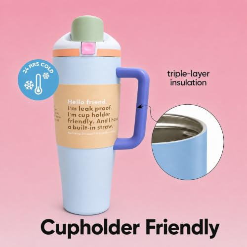 Image of HomeCloud 1200ML Stainless Steel Water Bottle - Double-Wall Vacuum Insulated, Leakproof Straw Lid, BPA-Free Reusable Travel Flask with Two-Way Spout for Gym, Office & Outdoor Use (H SkyBlue)