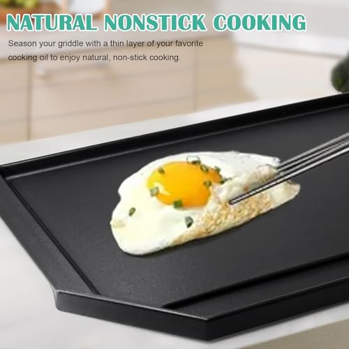 Image of JXGRIDL236 Cast Iron Griddle Replacement for GE Gas Stove Top, JGP5036SLSS, PGP7036SLSS PGP9036SL1SS PGP7036SL1SS PGP9036SLSS, GE Cafe CGP70362NS1, 5 Burner Griddle Plate Flat Cooktop.