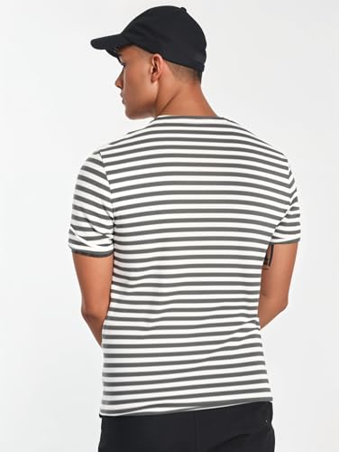 Image of Mack Jonney Oversized | Loose Fit | Half Sleeves 100% Cotton Round Neck Striped T-Shirt for Men-MACK640651