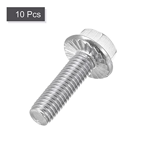 Image of uxcell M8x25mm Hex Serrated Flange Bolts Screws Metric Thread 304 Stainless Steel 10pcs