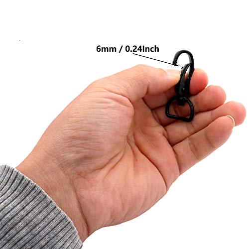 Bikicoco 3/4'' Swivel Trigger Lever Push Gate Snap Hook Lobster Claw Clasp Spring Loaded Clip, Black, M-Size - Pack Of 10 #TOP3