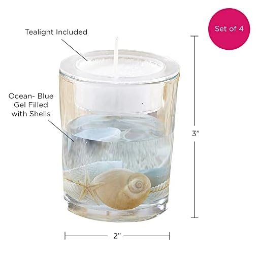 Kate Aspen Seashell Gel Tealight Holder with Palm Wax (Set of 4), Beach Candle Wedding Favor, Sea Themed Bathroom Decor - Image 7